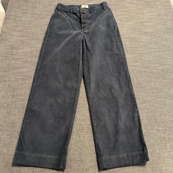 Marine Layer Pants - Marine Layer Corduroy Wide Leg Pants Womens 8 Grey Button Fly HighRise